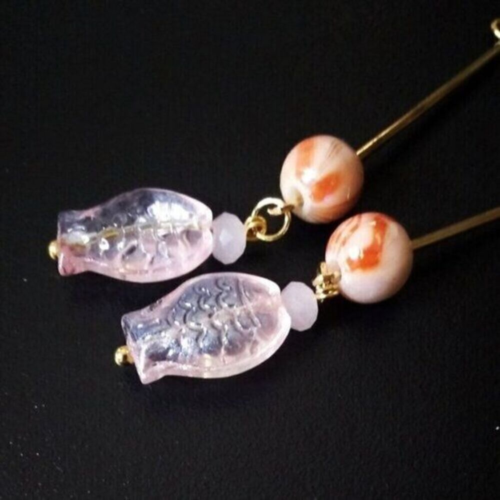 Unique Sexy + Sleek! Pink Mermaid's Fish Dangle Earrings | Boho Beach Coastal